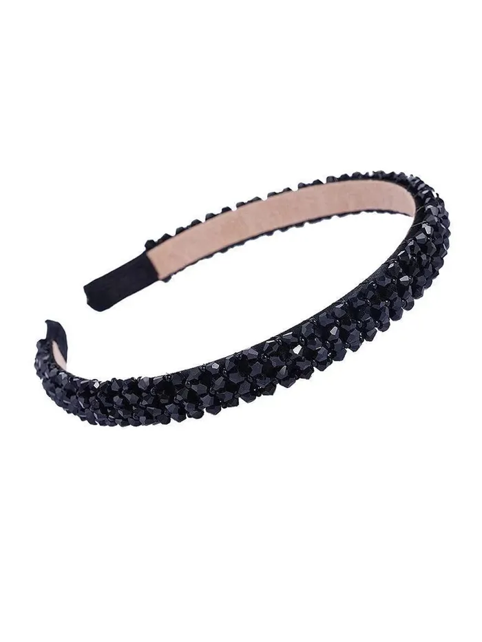 Yellow Chimes Necklaces Yellow Chimes Hair Bands for Girls Black Hair Band Crystal Studded Headbands HairBands for Kids and Girls Hair Accessories For Girls