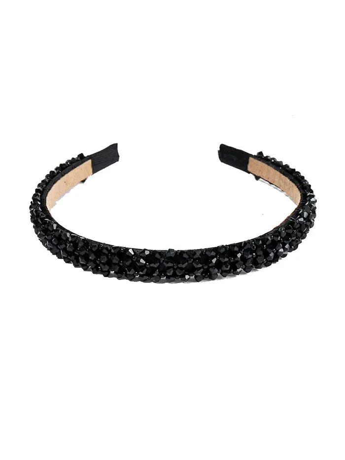 Yellow Chimes Necklaces Yellow Chimes Hair Bands for Girls Black Hair Band Crystal Studded Headbands HairBands for Kids and Girls Hair Accessories For Girls