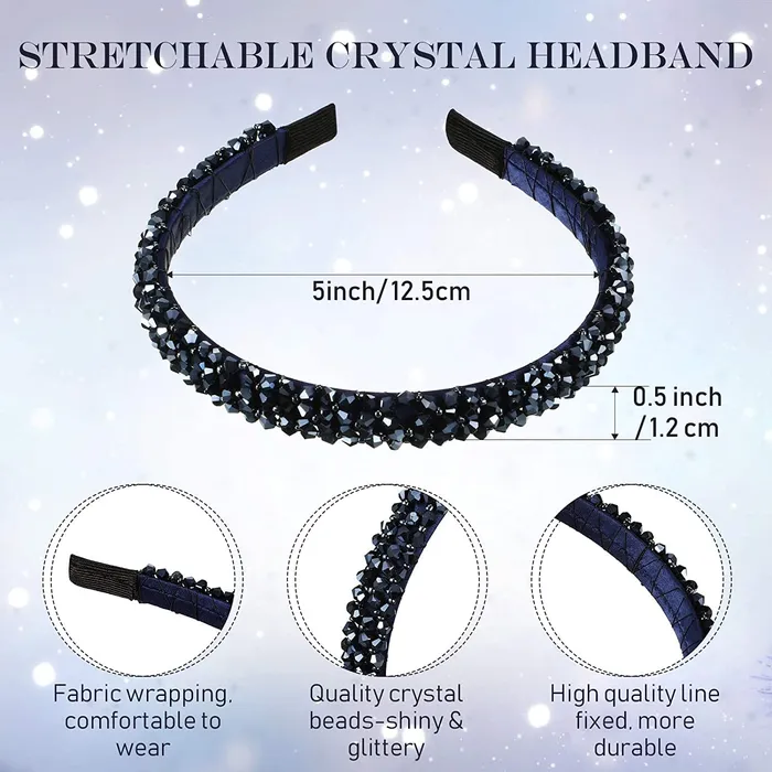Yellow Chimes Necklaces Yellow Chimes Hair Bands for Girls Black Hair Band Crystal Studded Headbands HairBands for Kids and Girls Hair Accessories For Girls