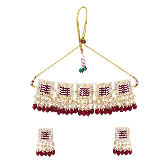 Yellow Chimes Necklaces Yellow Chimes Jewellery Set for Women and Girls Kundan Necklace Set Gold Plated Maroon Beads Drop Kundan Choker Necklace Set Birthday Gift for girls and women Anniversary Gift for Wife Yellow Chimes Necklaces Yellow Chimes Jewellery Set for Women and Girls Kundan Necklace Set Gold Plated Maroon Beads Drop Kundan Choker Necklace Set Birthday Gift for girls and women Anniversary Gift for Wife