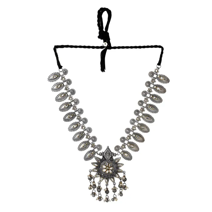 Yellow Chimes Necklaces Yellow Chimes Jewellery Set for Women and Girls Silver Oxidised Jewellery Set for Women Big Charm Oxidized Necklace Set Birthday Gift For Girls and Women Anniversary Gift for Wife