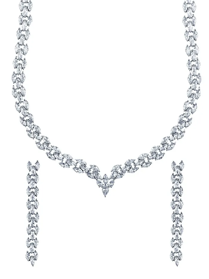 Yellow Chimes Necklaces Yellow Chimes Jewellery Set for Women RhodiumPlated White Real Cubic Zircon Necklace Set Leaf Design Classic CZ Jewellery Set For Women and Girls Yellow Chimes Necklaces Yellow Chimes Jewellery Set for Women RhodiumPlated White Real Cubic Zircon Necklace Set Leaf Design Classic CZ Jewellery Set For Women and Girls