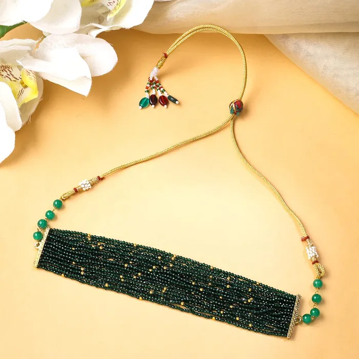 Yellow Chimes Necklaces Yellow Chimes Necklace for Women and Girls Beads Necklace for Women Multilayer Green Beads Choker Necklace Birthday Gift for girls and women Anniversary Gift for Wife