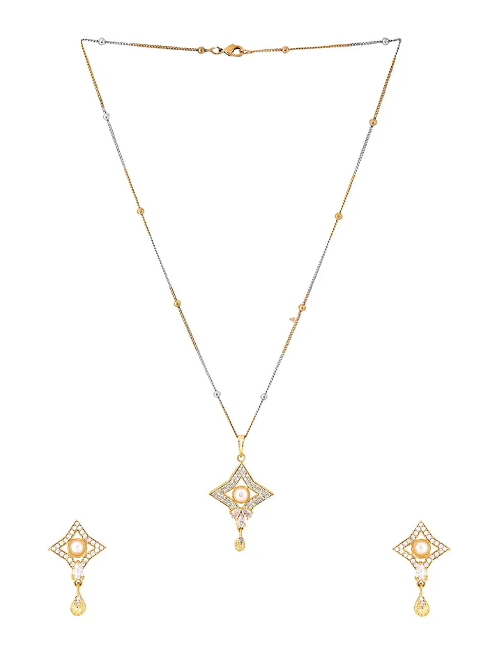 Yellow Chimes Necklaces Yellow Chimes Pendant Set for Women Gold Plated Beads and Crystal Studded Star Designed Pendant with Earrings for Women and Girls