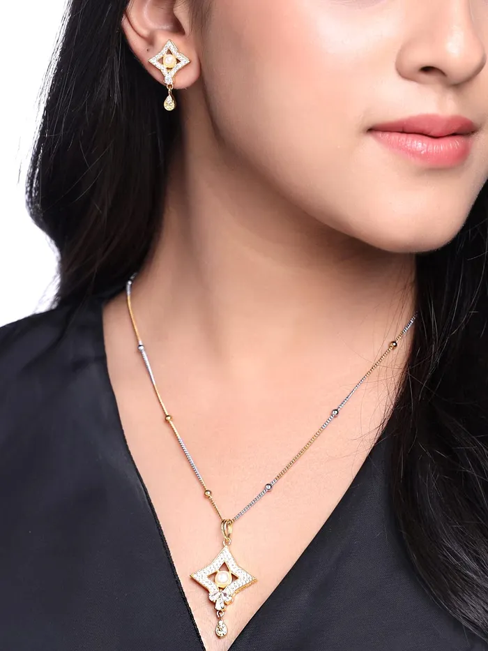 Yellow Chimes Necklaces Yellow Chimes Pendant Set for Women Gold Plated Beads and Crystal Studded Star Designed Pendant with Earrings for Women and Girls