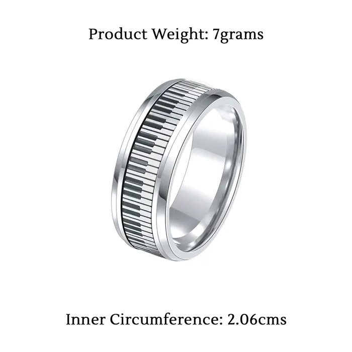 Yellow Chimes Necklaces Yellow Chimes Rings for Men Stainless Steel Black and Silver Toned Keyboard Designed Band Finger Ring for Men and Boys