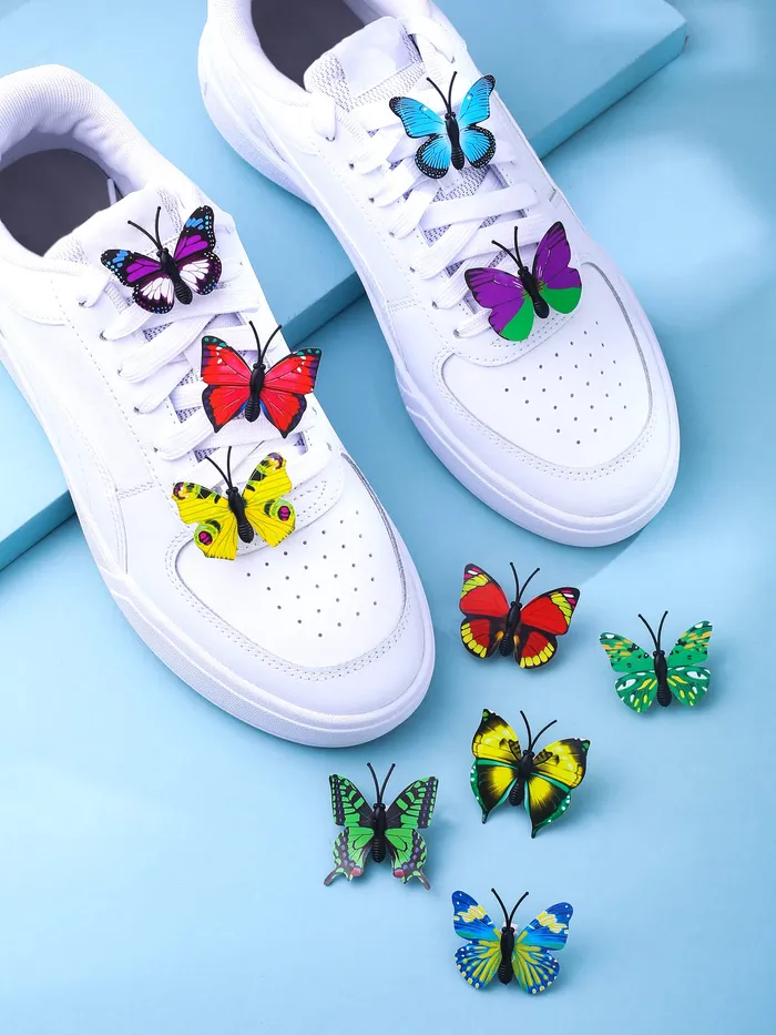 Yellow Chimes Necklaces Yellow Chimes Shoelace Charms for Girls and Boys Shoe Accessories Butterfly Design Shoe Decoration Charms Shoelace Charms for Unisex Pack of 8 pieces Shoelace Charms for Sneakers