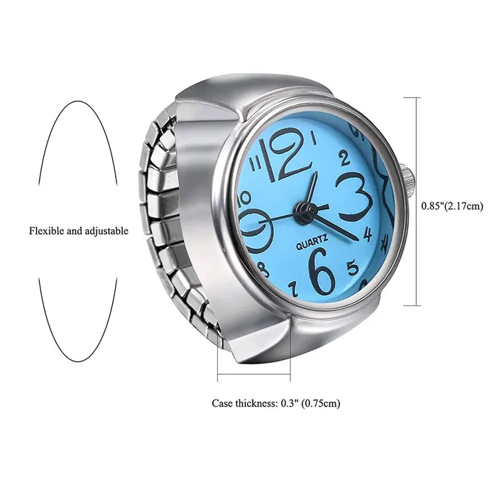 Yellow Chimes Necklaces Yellow Chimes Stainless Steel Blue Dial Analog Watch Ring Stretchable Ring for Women and Girls YCFJRG886WCTLBL