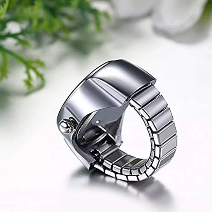 Yellow Chimes Necklaces Yellow Chimes Stainless Steel Blue Dial Analog Watch Ring Stretchable Ring for Women and Girls YCFJRG886WCTLBL