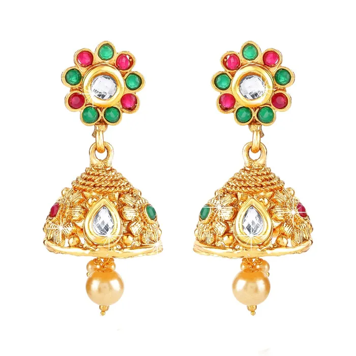 Yellow Chimes Necklaces Yellow Chimes Traditional Long Mala Gold Plated Moti Kundan Necklace Set with Earrings Jewellery Set for Women and Girls