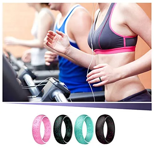 Yellow Chimes Necklaces Yellow Chimes Trendy Fashion Multicolor 4 Pcs Combo With Glitters Sports Gym Flexible Silicone Finger Band Rings For Women Man Unisex