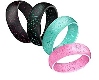 Yellow Chimes Necklaces Yellow Chimes Trendy Fashion Multicolor 4 Pcs Combo With Glitters Sports Gym Flexible Silicone Finger Band Rings For Women Man Unisex