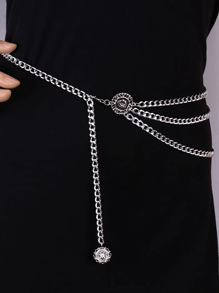 Yellow Chimes Necklaces Yellow Chimes Waist Chain for Women and Girls Fashion Hip Chain for Women Silver Toned Multilayered Belly Chain Birthday Gift for girls and women