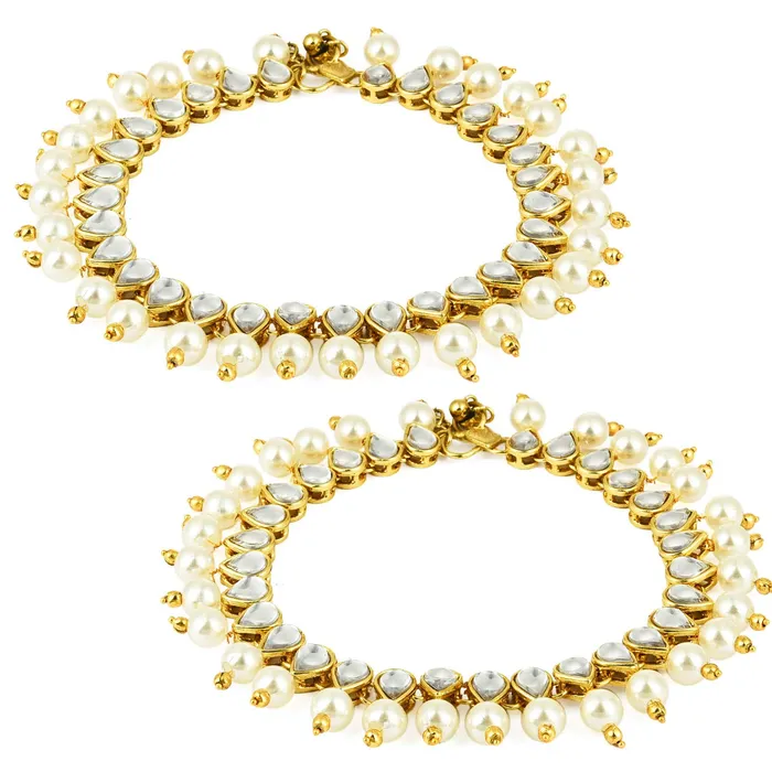 Yellow Chimes Pearl Dropping Kundan Gold Plated Stylish Traditional Payal Anklets for Women and Girls Yellow Chimes Earrings Yellow Chimes Pearl Dropping Kundan Gold Plated Stylish Traditional Payal Anklets for Women and Girls Yellow Chimes Earrings