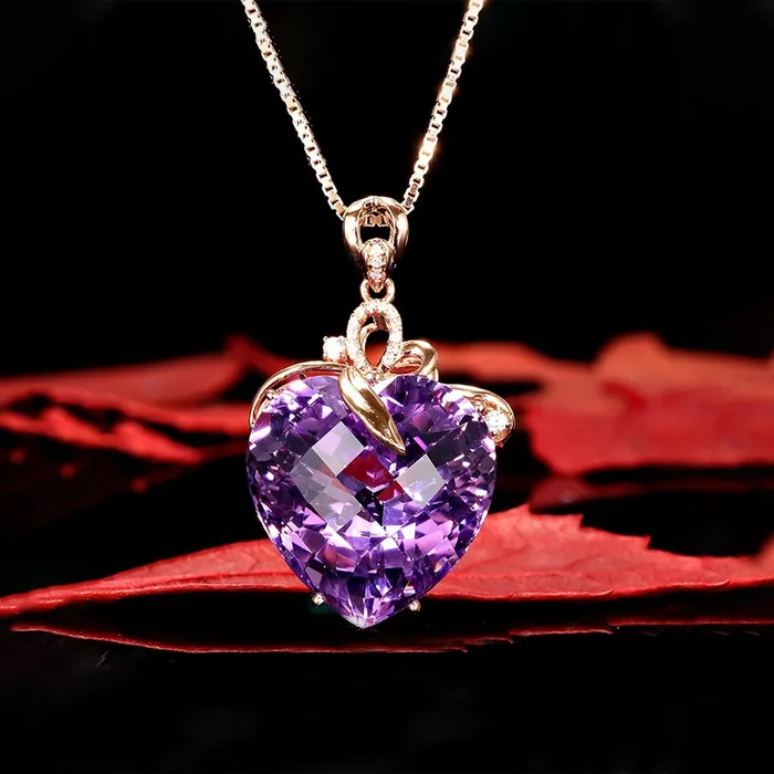 Yellow Chimes Pendant for Women and Girls Crystal Pendant for Women Heart Designed Purple Color Stone Pendant Birthday Gift for girls and women Anniversary Gift for Wife Yellow Chimes Necklaces