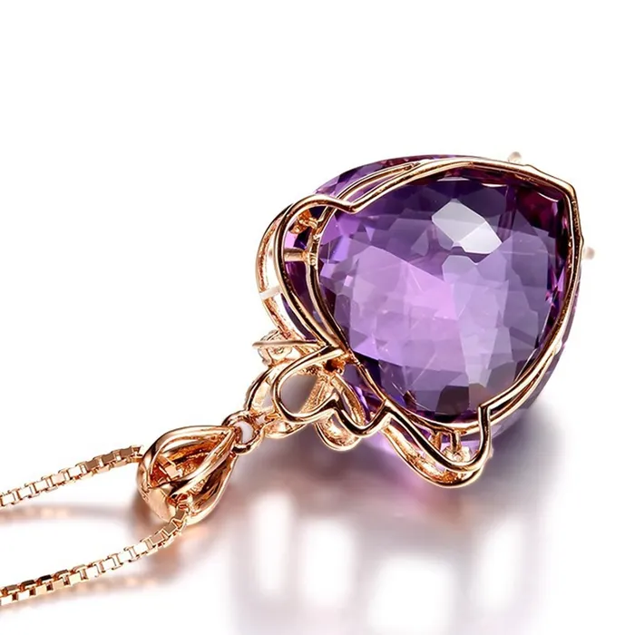 Yellow Chimes Pendant for Women and Girls Crystal Pendant for Women Heart Designed Purple Color Stone Pendant Birthday Gift for girls and women Anniversary Gift for Wife Yellow Chimes Necklaces