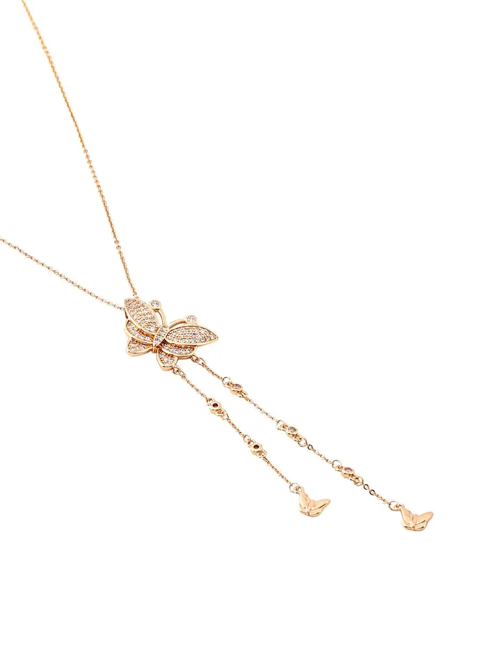 Yellow Chimes Pendant Set for Women Rose Gold Toned Leaf Designed Crystal Pendant with Earrings for Women and Girls Yellow Chimes Necklaces