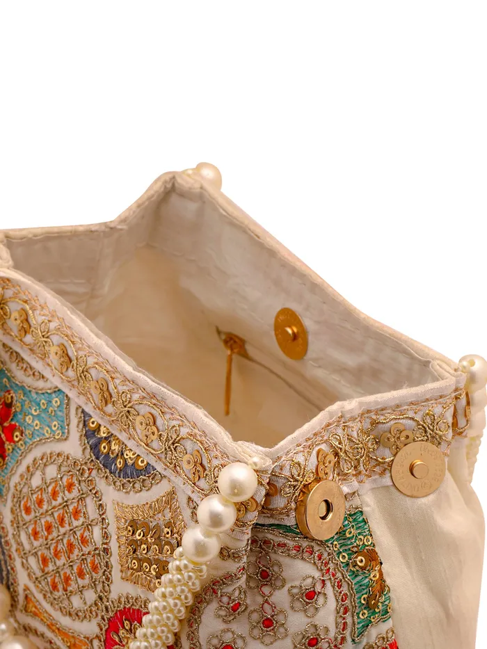 Yellow Chimes Potli Bags Traditional Handcrafted Elegance Multicolor 20cm x 12cm Yellow Chimes Earrings