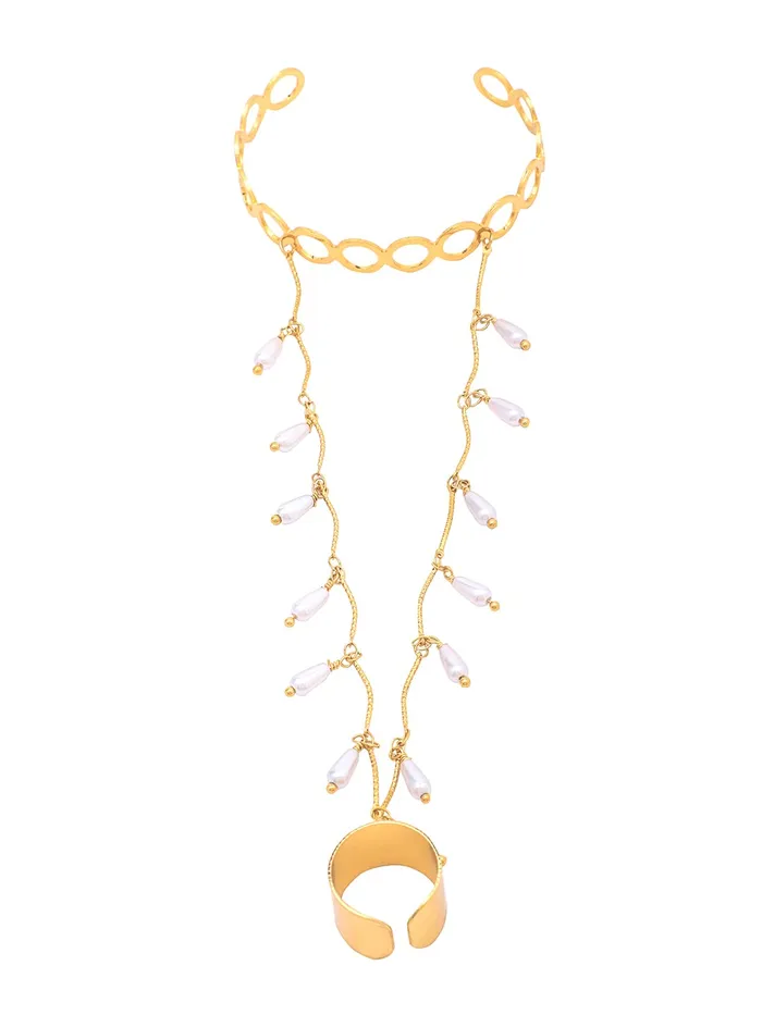 Yellow Chimes Ring Bracelet for Women and Girls Bracelet With Ring for Girls Gold Plated Pearl Drop Chain Ring Bracelet Birthday Gift For Girls and Women Yellow Chimes Earrings Yellow Chimes Ring Bracelet for Women and Girls Bracelet With Ring for Girls Gold Plated Pearl Drop Chain Ring Bracelet Birthday Gift For Girls and Women Yellow Chimes Earrings