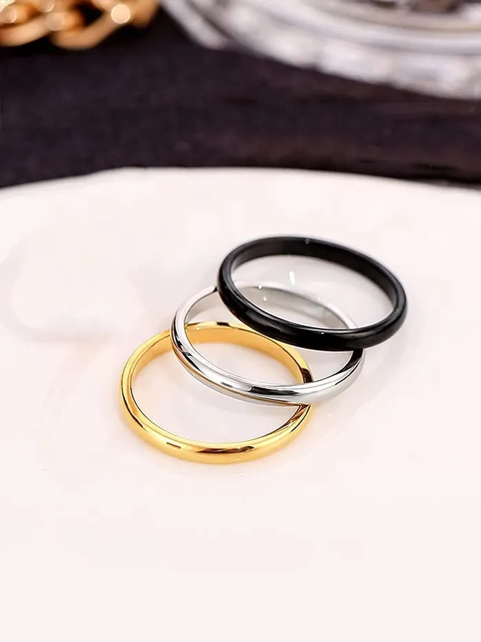 Yellow Chimes Ring for Women Set of 3 Plain Gold Silver and Black Band Designed Ring for Women and GirlsSize US 8 Yellow Chimes Earrings
