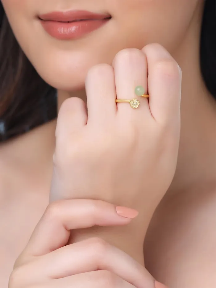 Yellow Chimes Rings Adjustable Golden Floral Ring Size 7 Gold Yellow Chimes Necklaces