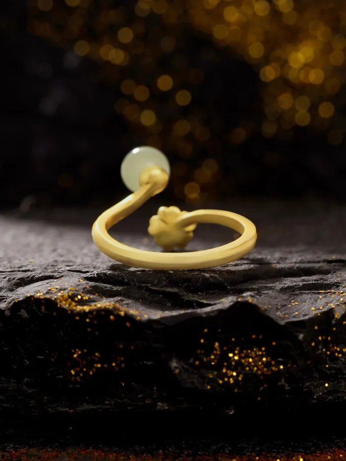 Yellow Chimes Rings Adjustable Golden Floral Ring Size 7 Gold Yellow Chimes Necklaces