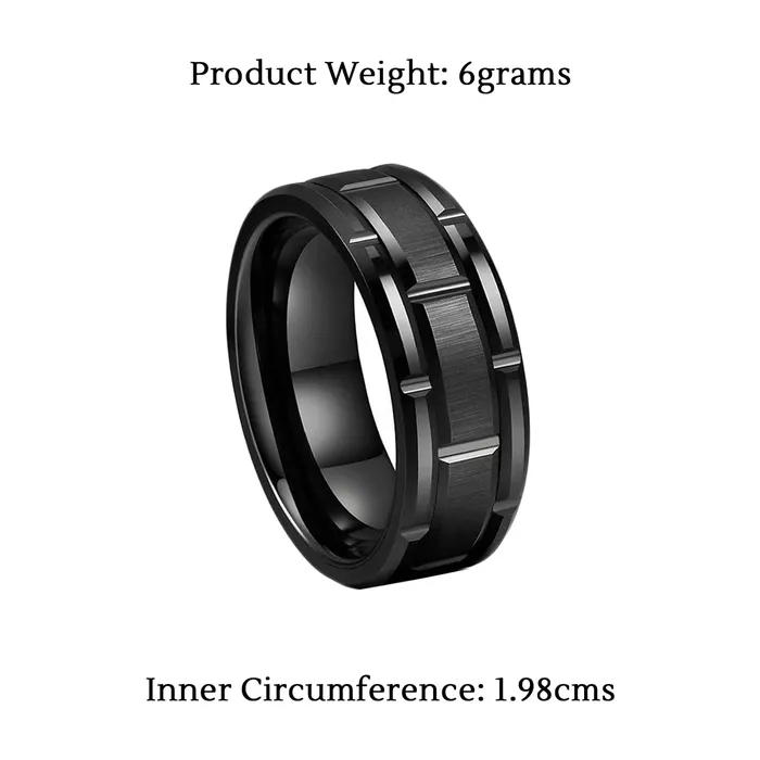 Yellow Chimes Rings for Men Black Colored Stainless Steel Band designed High polished Ring for Boys and Men Yellow Chimes Necklaces