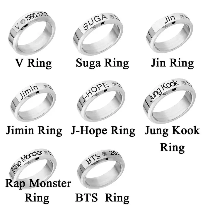 Yellow Chimes Rings for Men Kpop BTS Band JHope Name and Date of Birth Mentioned Silver Band Ring for Men and Boys Yellow Chimes Necklaces