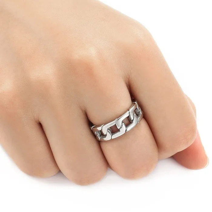 Yellow Chimes Rings for Men Silver Chain Ring Stainless Steel Ring for Men and Boys Yellow Chimes Necklaces