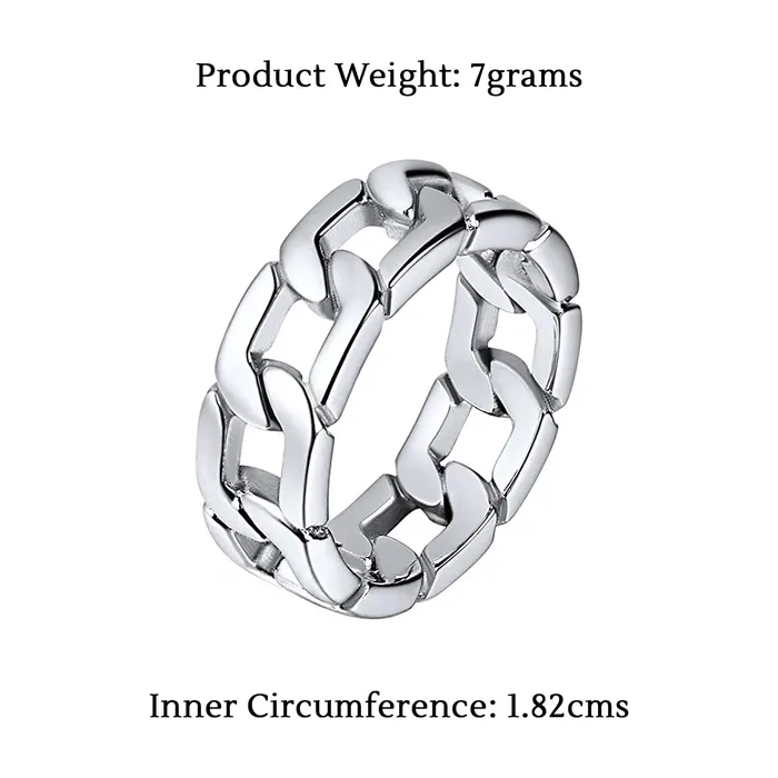 Yellow Chimes Rings for Men Silver Chain Ring Stainless Steel Ring for Men and Boys Yellow Chimes Necklaces