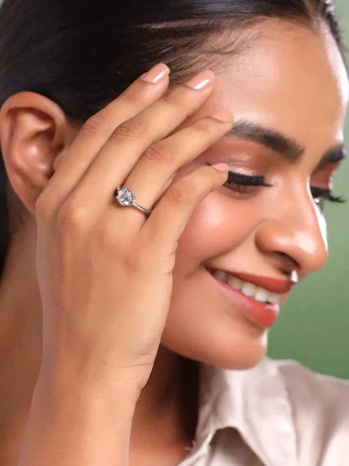 Yellow Chimes Rings for Women and Girls Silver Ring Adjustable Crystal Rings Silver Toned Finger Ring for Women Birthday Gifts For Women Valentine Gift for Girls Yellow Chimes Necklaces