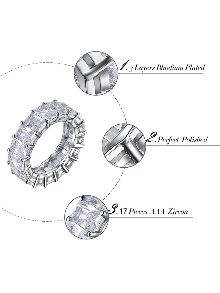 Yellow Chimes Rings for Women White Crystal Rings Silver Plated Eternity Crystal Band Rings for Women and GirlsSize US 6 Yellow Chimes Rings