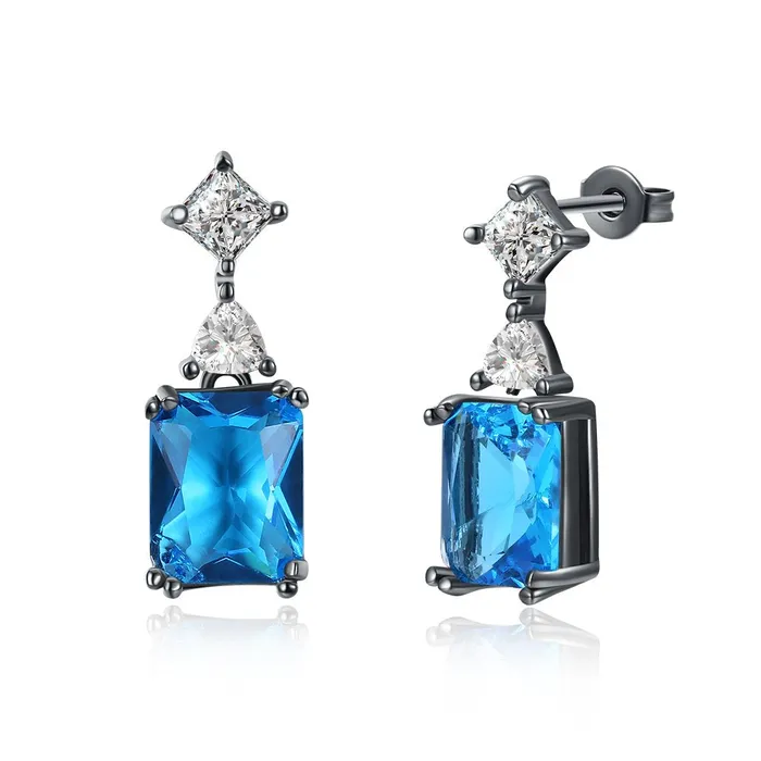 Yellow Chimes Rings Yellow Chimes A5 Grade Blue Crystal Black Gun Plated Drop Earrings for Women Girls Yellow Chimes Rings Yellow Chimes A5 Grade Blue Crystal Black Gun Plated Drop Earrings for Women Girls