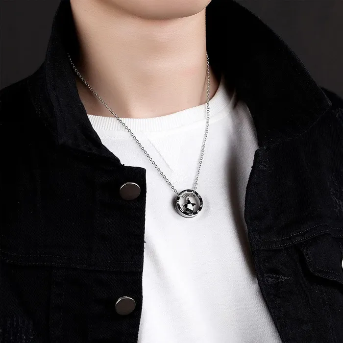 Yellow Chimes Rings Yellow Chimes Chain Pendant for Men Silver Star Men Pendant Stainless Steel Black Star Charm Pendant for Women and Men
