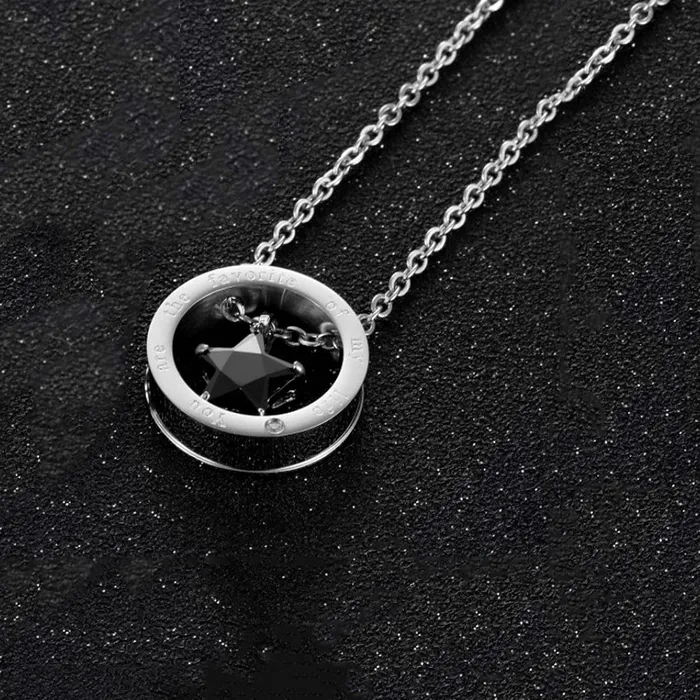 Yellow Chimes Rings Yellow Chimes Chain Pendant for Men Silver Star Men Pendant Stainless Steel Black Star Charm Pendant for Women and Men