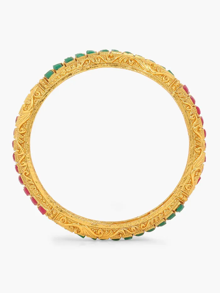 Yellow Chimes Rings Yellow Chimes Classic Design Studded Stones 2 PCs Traditional Gold Plated Bracelet Bangles Set for Women and Girls 28