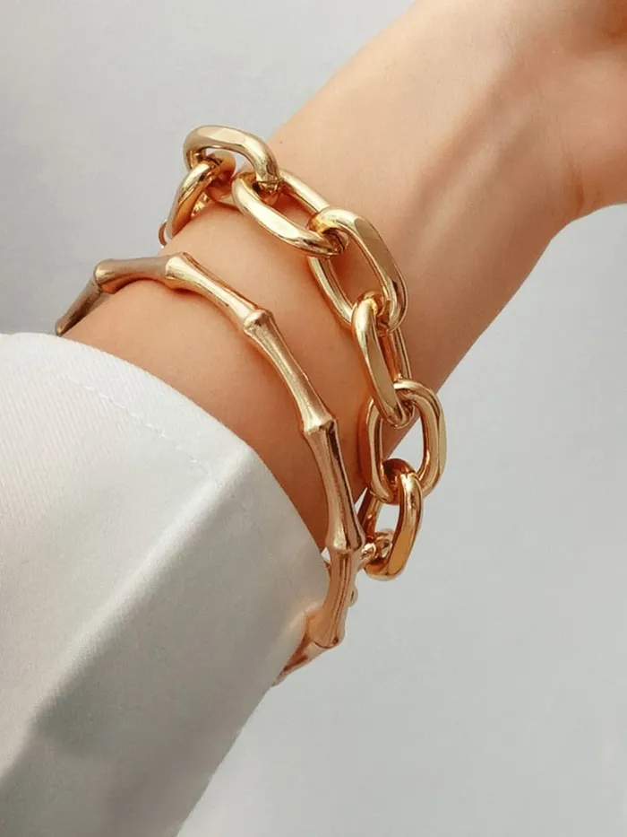 Yellow Chimes Rings Yellow Chimes Combo Bracelets for Women Gold Plated 2 Pcs Adjustable Chain Bracelet Set for Women and Girls