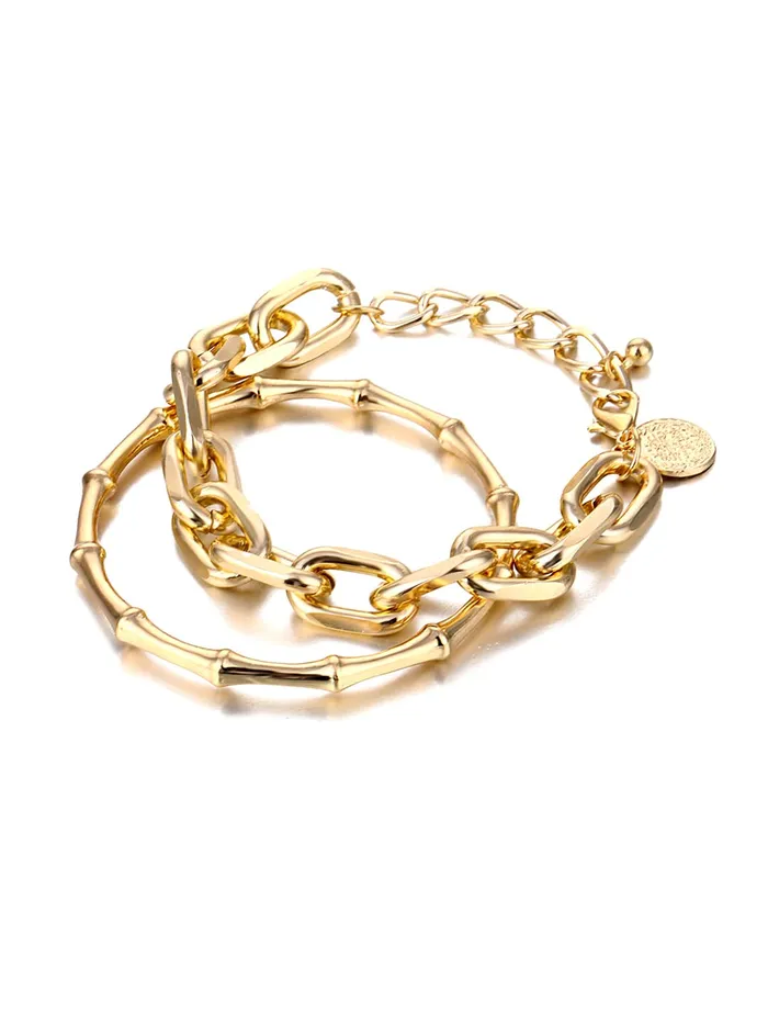 Yellow Chimes Rings Yellow Chimes Combo Bracelets for Women Gold Plated 2 Pcs Adjustable Chain Bracelet Set for Women and Girls