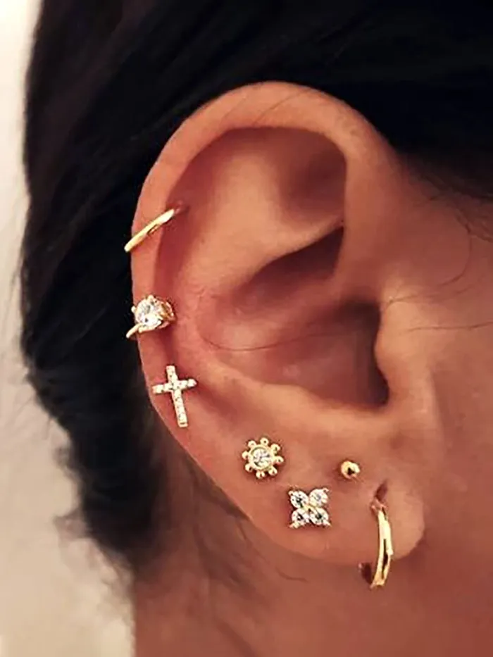 Yellow Chimes Rings Yellow Chimes Earring For Women Gold Toned Set Of 7 Pcs Different Designed Stud and Hoop Earrings For Women and Girls