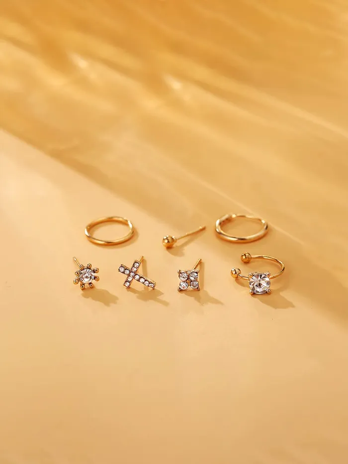 Yellow Chimes Rings Yellow Chimes Earring For Women Gold Toned Set Of 7 Pcs Different Designed Stud and Hoop Earrings For Women and Girls
