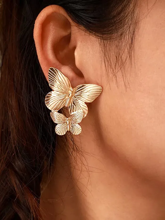 Yellow Chimes Rings Yellow Chimes Earrings for Women and Girls Drop Earrings Gold Toned Butterfly Designed Drop Earrings Birthday Gift for girls and women Anniversary Gift for Wife