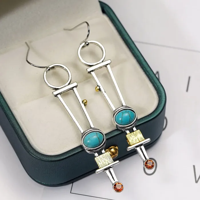 Yellow Chimes Rings Yellow Chimes Earrings For Women Silver Toned Multicolor Stone Studded Geometrical Shaped Drop Earrings For Women and Girls