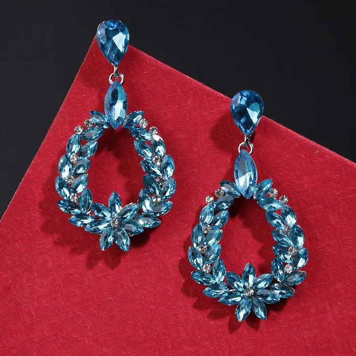 Yellow Chimes Rings Yellow Chimes Elegant Sparkling Blue Crystal Crystal Drop Earrings for Women and Girls