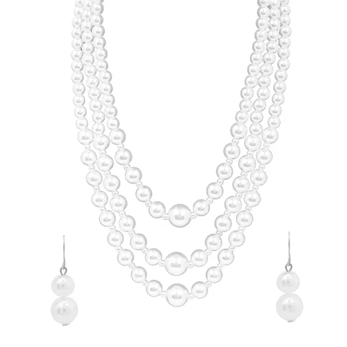 Yellow Chimes Rings Yellow Chimes Latest Fashion White Pearl Royal Style Multilayer Necklace Set with Earrings for Women Girls Yellow Chimes Rings Yellow Chimes Latest Fashion White Pearl Royal Style Multilayer Necklace Set with Earrings for Women Girls