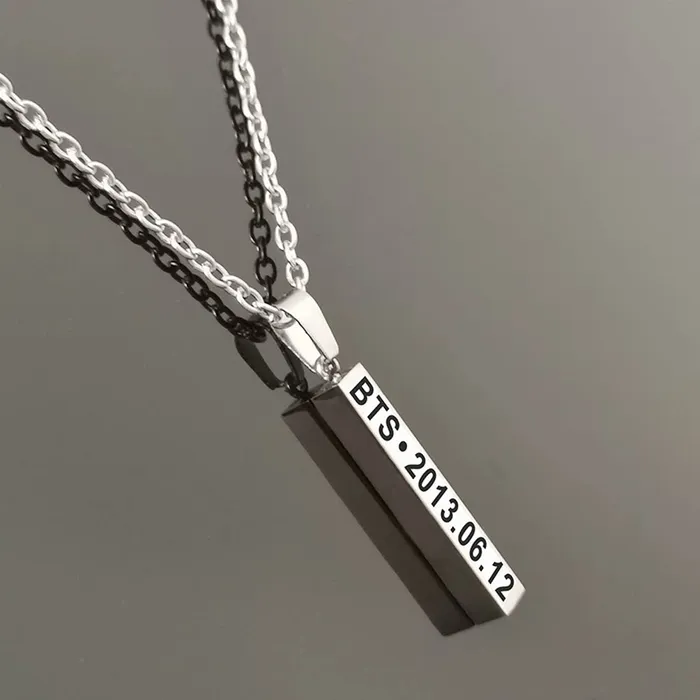 Yellow Chimes Rings Yellow Chimes Pendant for Men Silver Men Pendant Stainless Steel Kpop BTS Bangtan Boys Band Pendant Necklace for Men and Women