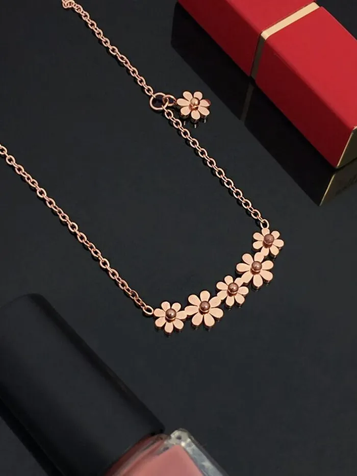 Yellow Chimes Rings Yellow Chimes Pendant for Women Floral Necklace Statement Style Rose Gold Plated Chain Pendant Necklace for Women and Girls