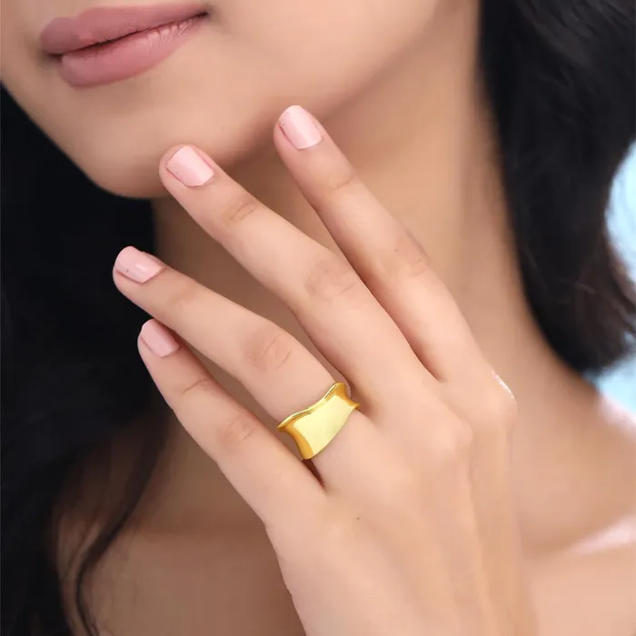 Yellow Chimes Rings Yellow Chimes Rings for Women and Girls Fashion Golden Band Ring Gold Plated Adjustable Finger Ring for Women Birthday Gift For Girls Women Anniversary Gift for Wife