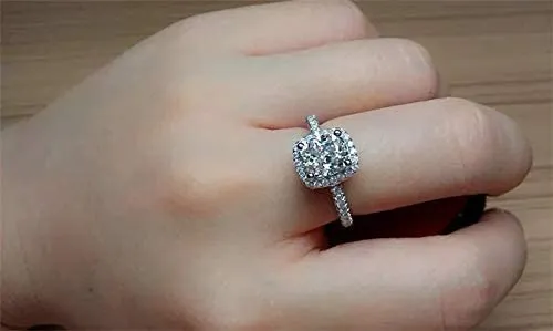 Yellow Chimes Rings Yellow Chimes Rings for Women Elegant Sparkling Crystal Square Silver Plated Rings for Women and GirlsSize US 8