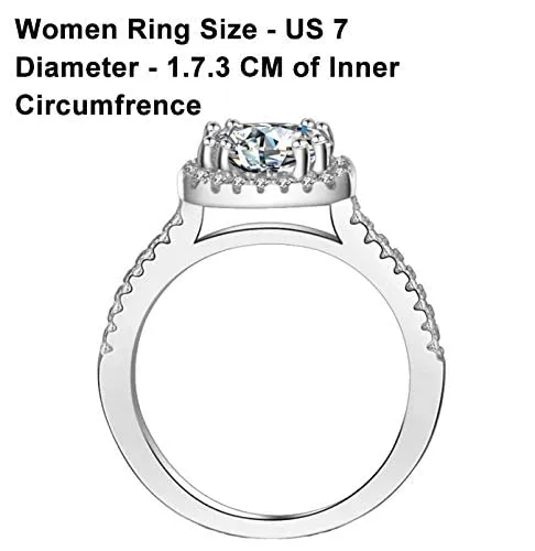 Yellow Chimes Rings Yellow Chimes Rings for Women Elegant Sparkling Crystal Square Silver Plated Rings for Women and GirlsSize US 8