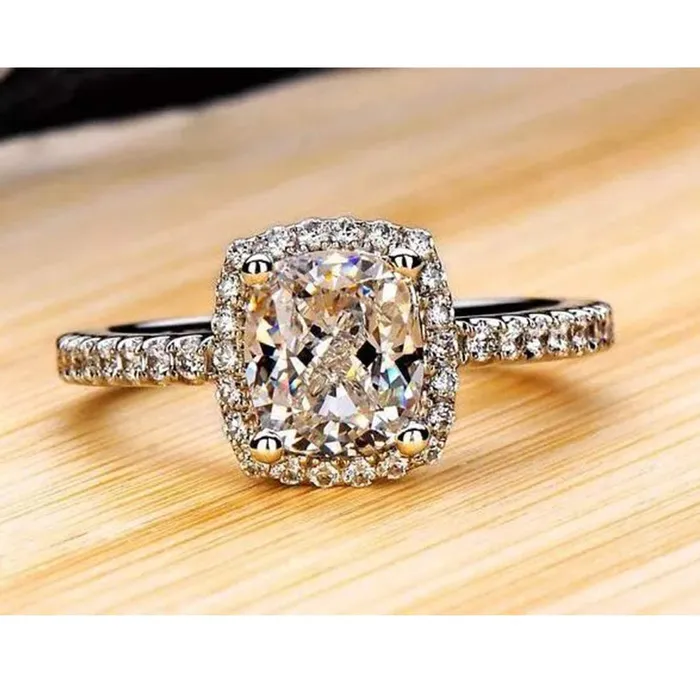 Yellow Chimes Rings Yellow Chimes Rings for Women Elegant Sparkling Crystal Square Silver Plated Rings for Women and GirlsSize US 8